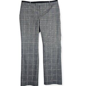 Banana Republic Martin Fit Plaid Trousers - Women's 8 - Black/Ivory Wool Blend